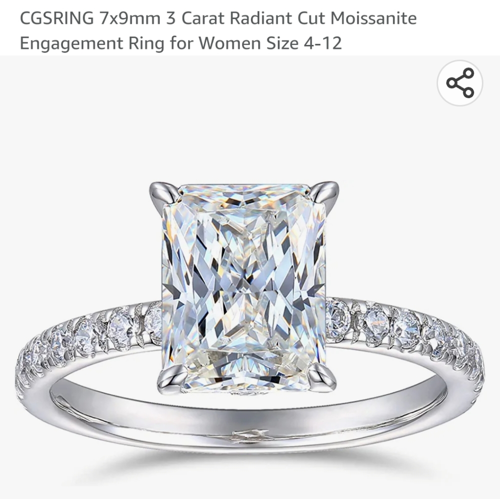 Womans CGS ring 3ct Moissanite Engagement